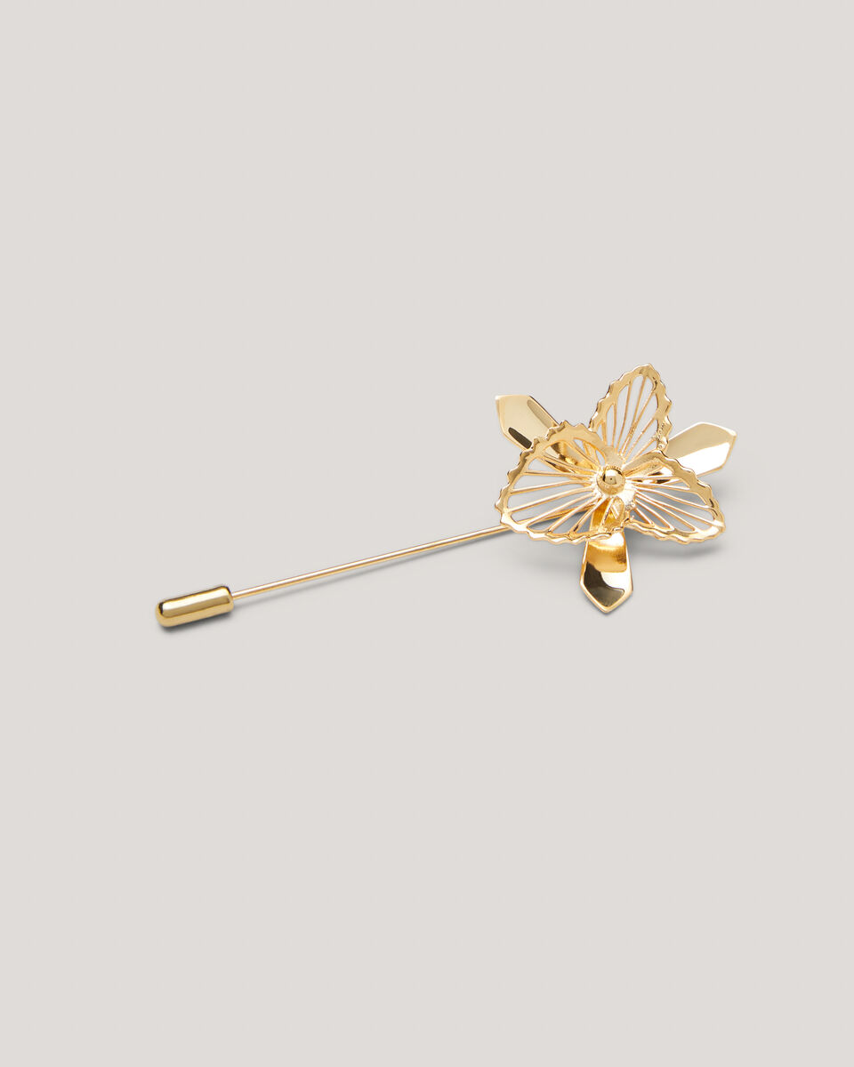 Gold Metal Orchid Flower Lapel Pin